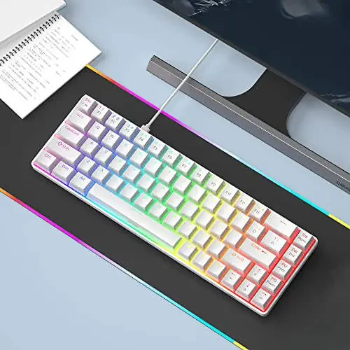 MageGee Ko'chma 60% Mexanik O'yin Klaviaturasi, Qizil Kalit, PBT Pudra Kalit Qopqoqlari RGB Orqa Yoritishli Kompakt 68 Kalitli Mini Simli Ofis Klaviaturasi Windows Noutbuk PC uchun - Oq - 6