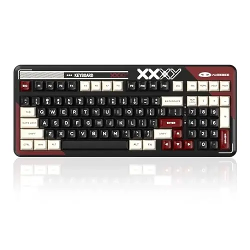 MageGee Mechanical Keyboard Cloud98 RGB Backlight Triple Mode 2.4GHz/BT/USB-C Wired Gaming Keyboard，Gasket Mounted PBT Material 98 Keys Hot-Swappable Keyboard （Red Mist Blue Whale Switch） 