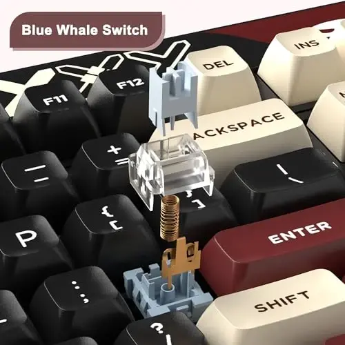 MageGee Mechanical Keyboard Cloud98 RGB Backlight Triple Mode 2.4GHz/BT/USB-C Wired Gaming Keyboard，Gasket Mounted PBT Material 98 Keys Hot-Swappable Keyboard （Red Mist Blue Whale Switch） - 5