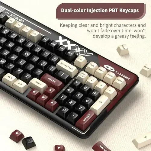 MageGee Механическая Клавиатура Cloud98 RGB Подсветка Тройной Режим 2.4GHz/BT/USB-C Проводная Игровая Клавиатура, Gasket Mounted PBT Материал 98 Клавиш Hot-Swappable Клавиатура (Red Mist Blue Whale Switch) - 6