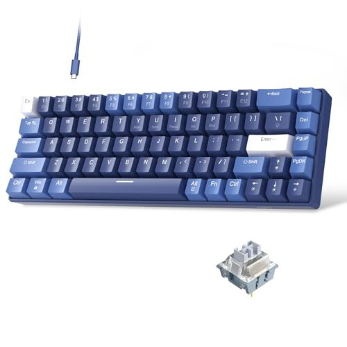 MageGee Portable 60% Mechanical Gaming Keyboard, Hot Swappable Blue Whale Switch, RGB Backlit Compact 68 Keys Mini Wired Office Keyboard for Windows Laptop PC, with Silencing Cotton, Dark Blue - 1