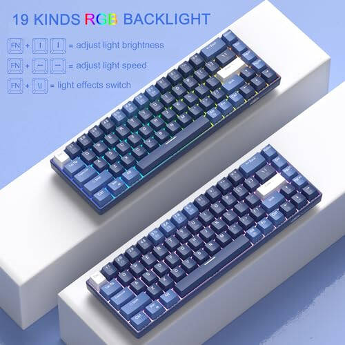 MageGee Portable 60% Mechanical Gaming Keyboard, Hot Swappable Blue Whale Switch, RGB Backlit Compact 68 Keys Mini Wired Office Keyboard for Windows Laptop PC, with Silencing Cotton, Dark Blue - 4