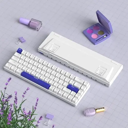 MageGee Portable 60% Mechanical Gaming Keyboard, RGB Backlit Compact 68 Keys Wired Mini Keyboard for Laptop PC Mac, Hot Swappable, Blue Whale Switch - White - 5