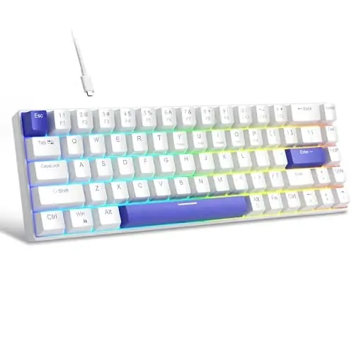 MageGee Portable 60% Mechanical Gaming Keyboard, Hot Swappable Blue Whale Switch, RGB Backlit Compact 68 Keys Mini Wired Office Keyboard for Windows Laptop PC, with Silencing Cotton, Klein Blue 