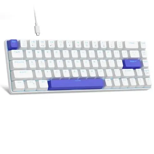 MageGee Portable 60% Mechanical Gaming Keyboard, RGB Backlit Compact 68 Keys Wired Mini Keyboard for Laptop PC Mac, Hot Swappable, Blue Whale Switch - White - 6