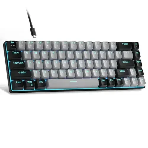 MageGee Portable 60% Mechanical Gaming Keyboard, MK-Box LED Backlit Compact 68 Keys Mini Wired Office Keyboard with Blue Switch for Windows Laptop PC Mac - Grey/Black - 1