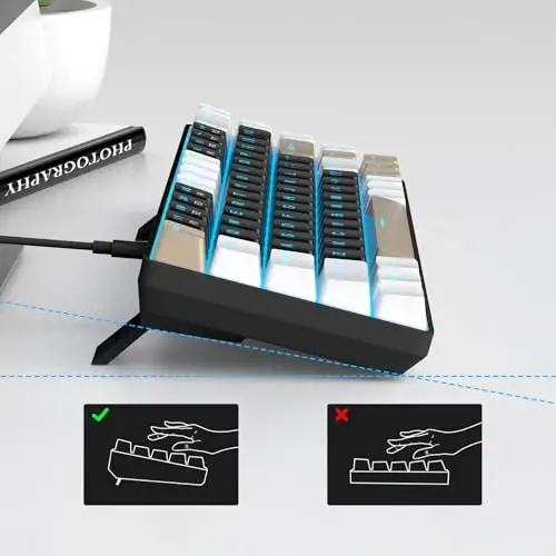 MageGee Portable 60% Mechanical Gaming Keyboard, MK-Box LED Backlit Compact 68 Keys Mini Wired Office Keyboard with Brown Switch for Windows Laptop PC Mac - Black/Coffee Color - 4