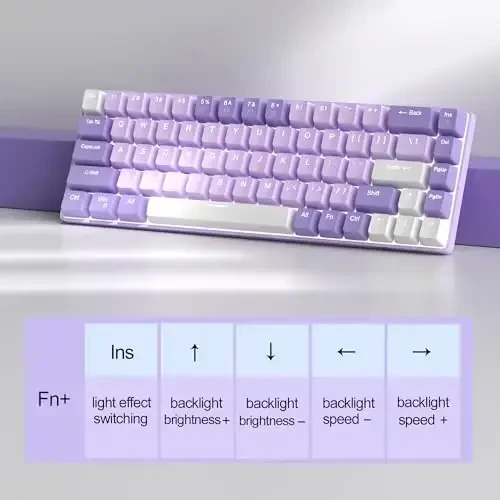 MageGee Portable 60% Mechanical Gaming Keyboard, MK-Box LED White Backlit Compact 68 Keys Mini Wired Office Keyboard with Red Switch for Windows Laptop PC Mac - Violets - 5