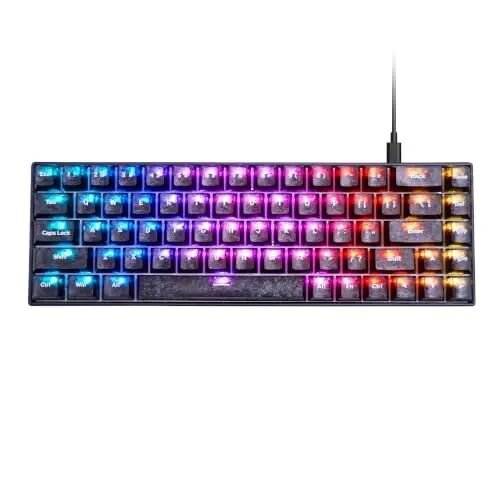 MageGee Portable 60% Mechanical Gaming Keyboard, MK-Box RGB Backlit Compact 68 Keys Mini Wired Office Keyboard with Red Switch for Windows Laptop PC Mac - Black Carbon Fiber - 1