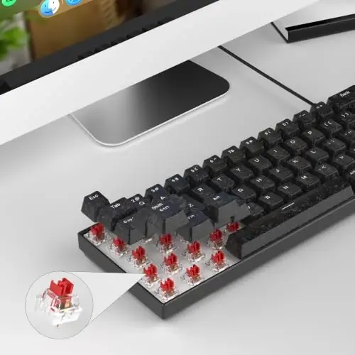 MageGee Portable 60% Mechanical Gaming Keyboard, MK-Box RGB Backlit Compact 68 Keys Mini Wired Office Keyboard with Red Switch for Windows Laptop PC Mac - Black Carbon Fiber - 3