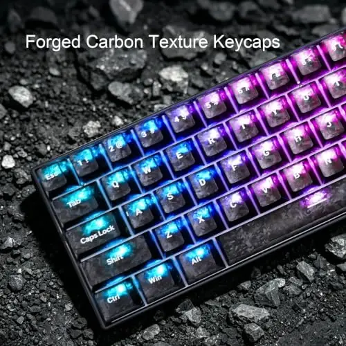 MageGee Portable 60% Mechanical Gaming Keyboard, MK-Box RGB Backlit Compact 68 Keys Mini Wired Office Keyboard with Red Switch for Windows Laptop PC Mac - Black Carbon Fiber - 5