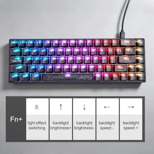 MageGee Portable 60% Mechanical Gaming Keyboard, MK-Box RGB Backlit Compact 68 Keys Mini Wired Office Keyboard with Red Switch for Windows Laptop PC Mac - Black Carbon Fiber - 6