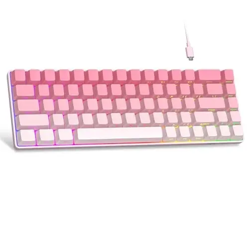 MageGee Portable 60% Mechanical Gaming Keyboard, MK-Box RGB Backlit Compact 68 Keys Mini Wired Office Keyboard with Red Switch for Windows Laptop PC Mac - Pink - MAGEGEE