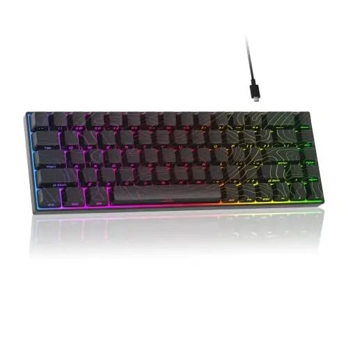 MageGee Portable 60% Mechanical Gaming Keyboard, RGB Backlit Compact 68 Keys Mini Wired Office Keyboard with Red Switches for Laptop PC Mac - Black Contour Lines - MageGee