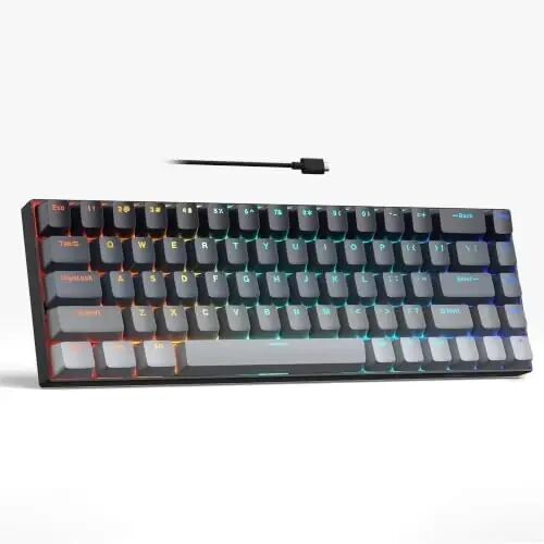 MageGee Portable 60% Mechanical Gaming Keyboard, RGB Backlit Compact 68 Keys Mini Wired Office Keyboard with Red Switches for Laptop PC Mac - Gradient Black - 1