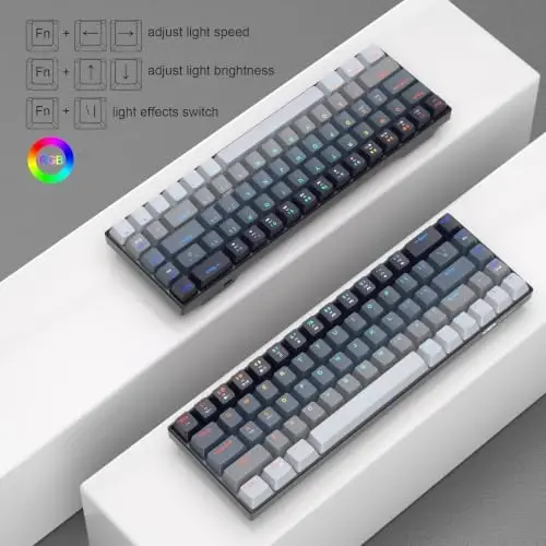 MageGee Portable 60% Mechanical Gaming Keyboard, RGB Backlit Compact 68 Keys Mini Wired Office Keyboard with Red Switches for Laptop PC Mac - Gradient Black - 4