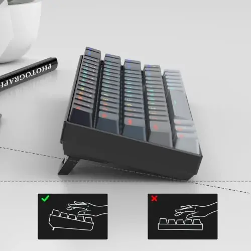 MageGee Portable 60% Mechanical Gaming Keyboard, RGB Backlit Compact 68 Keys Mini Wired Office Keyboard with Red Switches for Laptop PC Mac - Gradient Black - 6