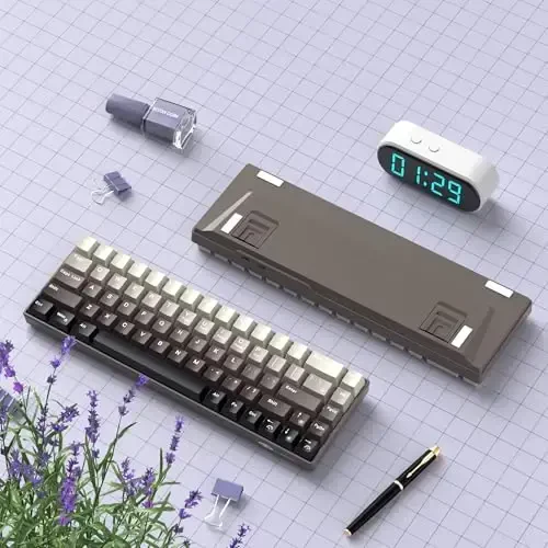 MageGee Portativ 60% Mexanik O'yin Klaviatura, Issiq Almashtiriladigan Moviy Kit Switch, RGB Orqa Yorug'likli Kompakt 68 Tugmali Mini Simli Gradientli Maxsus Klaviatura Windows Noutbuk Kompyuter uchun, Ovozni O'chirish Paxtasi bilan, Qora - 6