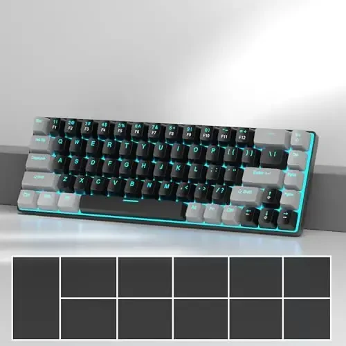 MageGee Portativ 60% Mexanik Oʻyin Klaviatura, MK-Box LED Orqa Yorugʻlik Kompakt 68 Tugmali Mini Simli Ofis Klaviatura Qizil Kalit bilan Windows Noutbuk Kompyuter Mac uchun - Qora/Kulrang 