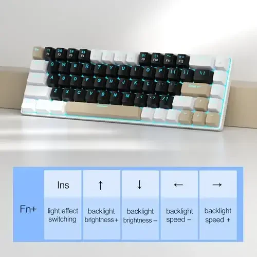 MageGee Portativ 60% mexanik oʻyin klaviaturasi, MK-Box LED yoritgichli ixcham 68 tugmali mini simli ofis klaviaturasi Windows Laptop PC Mac uchun jigarrang kalit bilan - Qora/Qahva rang - 5