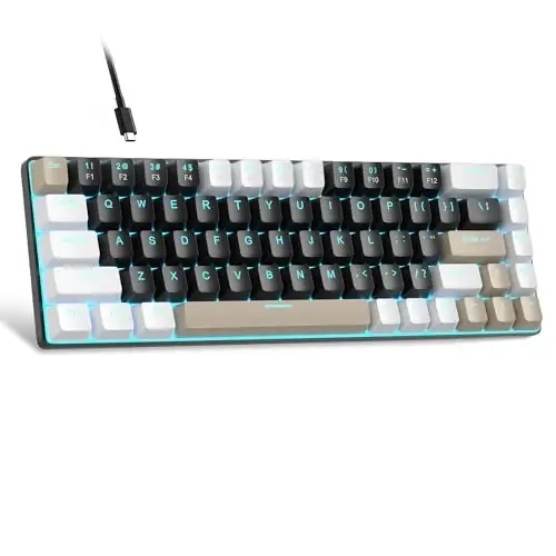 MageGee Portativ 60% mexanik oʻyin klaviaturasi, MK-Box LED yoritgichli ixcham 68 tugmali mini simli ofis klaviaturasi Windows Laptop PC Mac uchun jigarrang kalit bilan - Qora/Qahva rang 