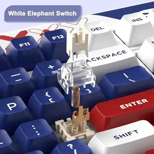 MageGee simsiz mexanik klaviatura, Cloud98 RGB orqa yoritgichli uch rejimli 2.4GHz/BT/USB-C simli oʻyin klaviaturasi, Gasket oʻrnatilgan PBT materialli 98 tugmali issiq almashtiriladigan klaviatura - Cloud Sea/LvoryWhite Switch - 5