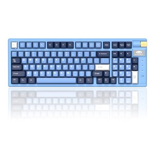 MageGee Simsiz Mexanik Klaviatura, Tri-Mode 2.4GHz/BT/USB-C Issiq Almashtiriladigan 98 Tugmali Gasket O'yin Klaviatura, RGB Orqa Yoritgichli Moviy Kit Kalitlari Kompyuter Gamer Ofisi uchun (To'q Ko'k) - MageGee