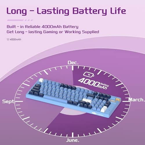 MageGee Simsiz Mexanik Klaviatura, Tri-Mode 2.4GHz/BT/USB-C Issiq Almashtiriladigan 98 Tugmali Gasket O'yin Klaviatura, RGB Orqa Yoritgichli Moviy Kit Kalitlari Kompyuter Gamer Ofisi uchun (To'q Ko'k) - 5