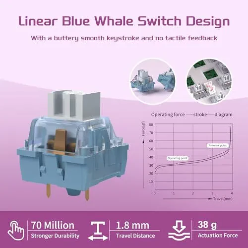 MageGee Simsiz Mexanik Klaviatura, Tri-Mode 2.4GHz/BT/USB-C Issiq Almashtiriladigan 98 Tugmali Gasket O'yin Klaviatura, RGB Orqa Yoritgichli Moviy Kit Kalitlari Kompyuter Gamer Ofisi uchun (To'q Ko'k) - 7