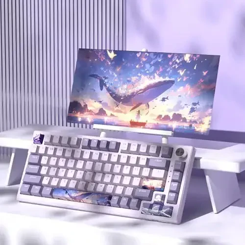 MageGee SKY81 75% Wireless Gasket Mechanical Gaming Keyboard, Hot Swappable RGB Custom Creamy Keyboard w/ 5-Layer Padding, BT/2.4G/USB-C, Knob Control, NKRO for Win/Mac (Dreamy Sky, Violet Switch) - 6