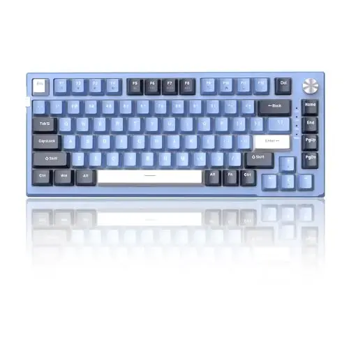 MageGee SKY81 75% Mechanical Gaming Keyboard, Gasket Hot Swappable Wired Custom Creamy Keyboard w/ 5-Layer Sound Padding, Knob Control, RGB Backlit, NKRO for Win/Mac (Prussian Blue, Blue Whale Switch) 