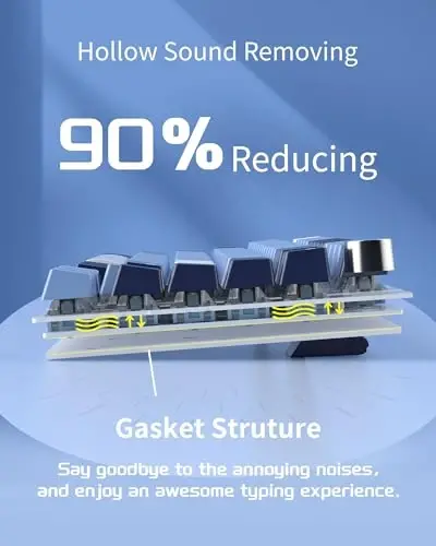 MageGee SKY81 75% Mechanical Gaming Keyboard, Gasket Hot Swappable Wired Custom Creamy Keyboard w/ 5-Layer Sound Padding, Knob Control, RGB Backlit, NKRO for Win/Mac (Prussian Blue, Blue Whale Switch) - 2