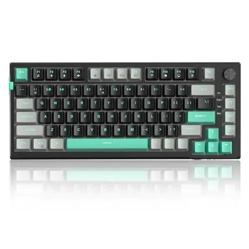 MageGee SKY81 75% Mechanical Gaming Keyboard, Gasket Hot Swappable Wired Custom Creamy Keyboard with 5-Layer Sound Dampening, Knob Control, RGB Backlit, NKRO for Win/Mac (Dark Elf, Blue Whale Switch) 