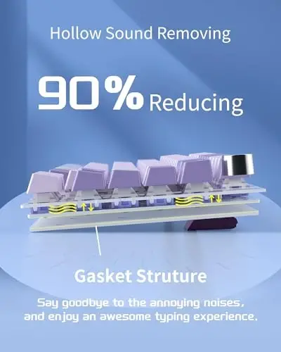 MageGee SKY81 %75 Mekanik Oyun Klavyesi, 5 Katmanlı Ses Sönümlemeli, Topuz Kontrollü, RGB Aydınlatmalı, Win/Mac için NKRO (Meneviş, Meneviş Switch) Gasket Hot-Swap Kablolu Özel Creamy Klavye - MAGEGEE (1)