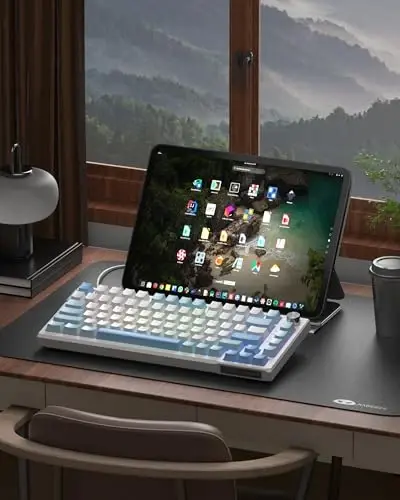 MageGee SKY81 75% Mexanik O'yin Klavishaturasi, Hot Swappable Simli Maxsus Krem Klavishaturalar, 5 Qatlamli Tovush So'ndiruvchi, Tugma Nazorati, RGB Orqa Yorug'lik, Win/Mac uchun NKRO (Muzli Dengiz Ko'ki, Pushti Ayiq Switch) - 6