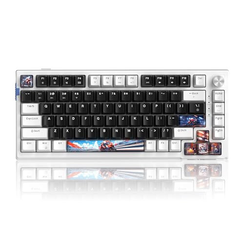 MageGee SKY81 75% Wireless Gasket Mechanical Gaming Keyboard, Hot Swappable RGB Custom Creamy Keyboard w/ 5-Layer Padding, BT/2.4G/USB-C, Knob Control, NKRO for Win/Mac (Mecha, Blue Whale Switch) - 1