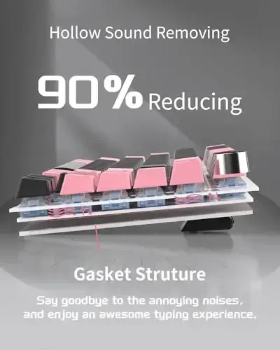 MageGee SKY81 75% Wireless Gasket Mechanical Gaming Keyboard, Hot Swappable RGB Custom Creamy Keyboard w/ 5-Layer Padding, BT/2.4G/USB-C, Knob Control, NKRO for Win/Mac (Pink&Black, Blue Whale Switch) - 4