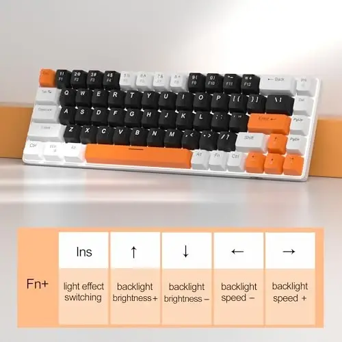 MageGee Portable 60% Mechanical Gaming Keyboard, MK-Box LED Backlit Compact 68 Keys Mini Wired Office Keyboard with Blue Switch for Windows Laptop PC Mac - Black/White - 5