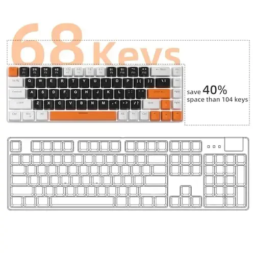 MageGee Portable 60% Mechanical Gaming Keyboard, MK-Box LED Backlit Compact 68 Keys Mini Wired Office Keyboard with Blue Switch for Windows Laptop PC Mac - Black/White - 3