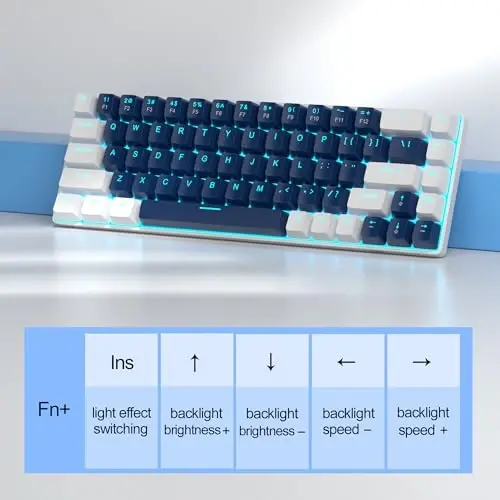 MageGee Portable 60% Mechanical Gaming Keyboard, MK-Box LED Backlit Compact 68 Keys Mini Wired Office Keyboard with Blue Switch for Windows Laptop PC Mac - Blue/White - 5