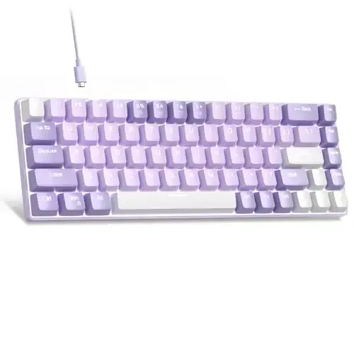 MageGee Portable 60% Mechanical Gaming Keyboard, MK-Box LED White Backlit Compact 68 Keys Mini Wired Office Keyboard with Red Switch for Windows Laptop PC Mac - Violets - MAGEGEE