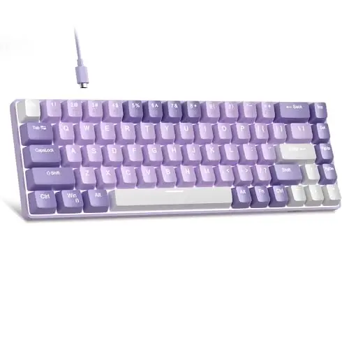 MageGee Portable 60% Mechanical Gaming Keyboard, MK-Box LED White Backlit Compact 68 Keys Mini Wired Office Keyboard with Red Switch for Windows Laptop PC Mac - Violets - 5