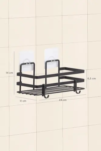 Magic Fix Magic Adhesive Black Laminated Rectangular Bathroom Shelf - 11x24 Cm - 3