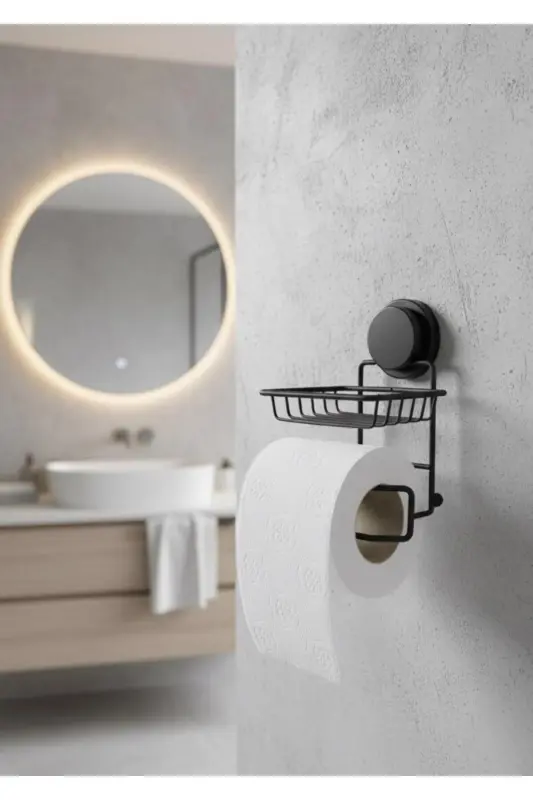 Magic Fix Magic Adhesive Black Spare Toilet Paper Holder-Black - 1
