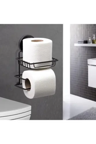 Magic Fix Magic Adhesive Black Spare Toilet Paper Holder-Black - 4