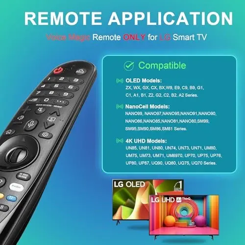 Magic Remote for LG UHD OLED QNED NanoCell Webos Smart TV Voice Magic Remote Control Replacement AKB75855501 AN-MR20GA MR19BA MR21 MR22 MR23 MR24 GA GN MR18BA, with Voice and Pointer Function - ZYK (1)