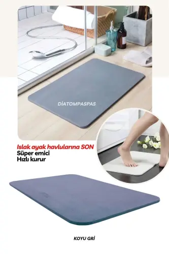 Magic Water Absorbing Gray Diatom Bathroom Mat Diatomite Water Absorbing Non-Slip Mat - DİATOMPASPAS (1)