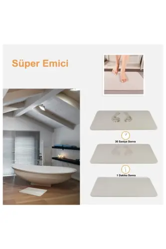 Magic Water Absorbing Gray Diatom Bathroom Mat Diatomite Water Absorbing Non-Slip Mat - 5