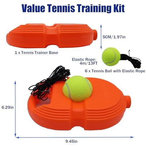 Magicorange Tennis Trainer Rebound Ball with 6 String Balls, Solo Tennis Training Equipment for Self Tennis Pracitce Training for Beginner - 2
