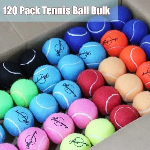 Magicorange Tennis Balls, 120 Pack Bulk Tennis Balls Pressureless Tennis Ball, Pet Dog Playing Balls, Good for Beginner Training Ball - 2